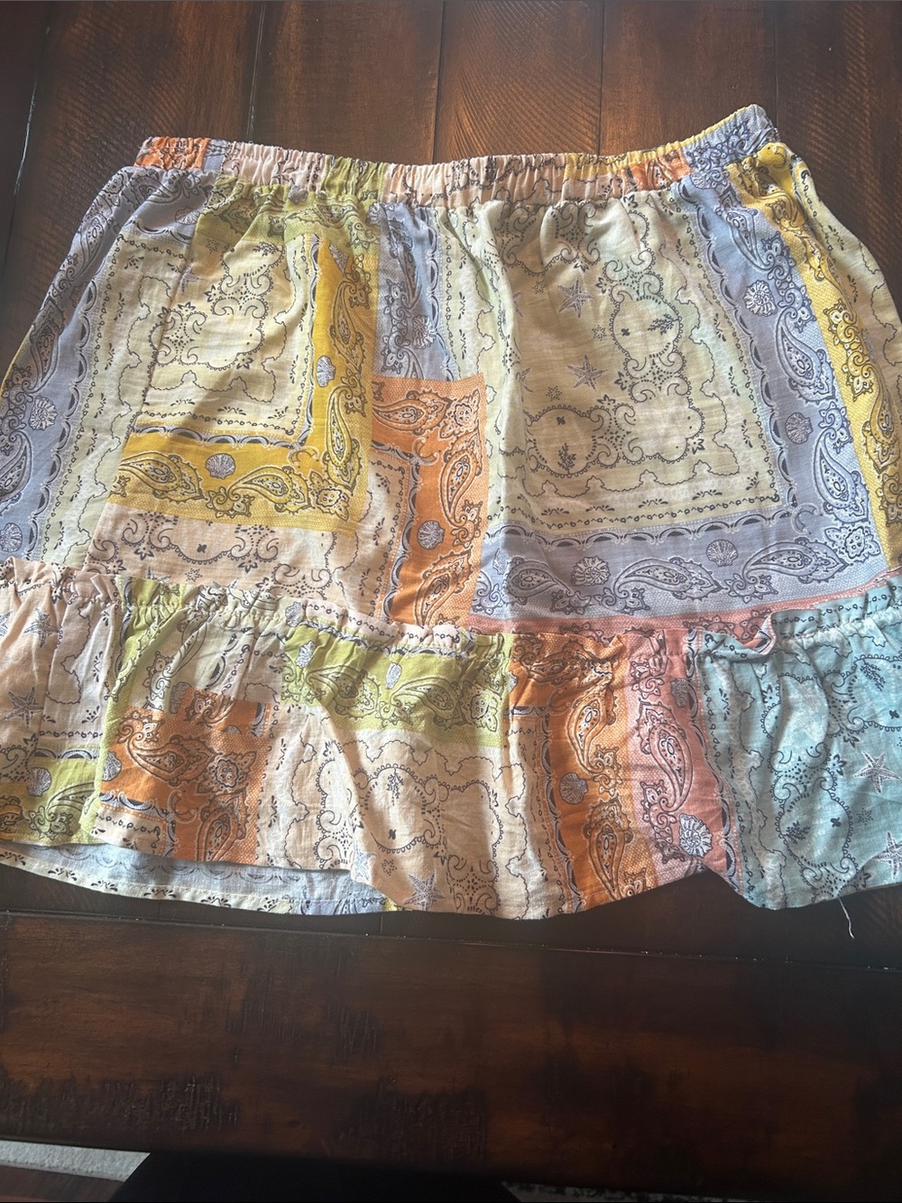 Rachel Zoe Multicolor Patchwork Paisley Mini Skirt - Yellow, Orange, Blue, Green